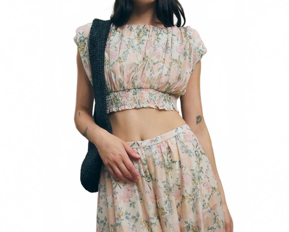 NEW MAUDE CLUB ara crop top in vintage floral print